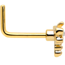 Load image into Gallery viewer, 20G 7mm Clear Gem Gold Tone Flying Dragonfly L Shape Nose Ring