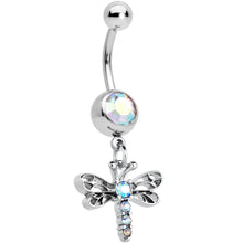 Load image into Gallery viewer, Aurora Gem Ornate Dragonfly Dangle Belly Ring