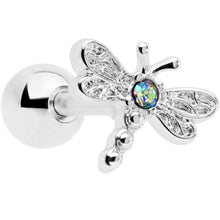 Load image into Gallery viewer, 16G 1/4 Aurora Gem Ornate Dragonfly Cartilage Tragus Earring