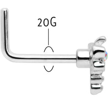 Load image into Gallery viewer, 20G 7mm Aurora Gem Ornate Dragonfly L Shape Nose Ring