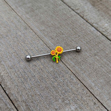 Load image into Gallery viewer, 14G Happy Sunflower Duo Industrial Barbell 38mm