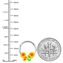 Load image into Gallery viewer, 16G 3/8 Happy Yellow Sunflower Trio Hinged Segment Ring