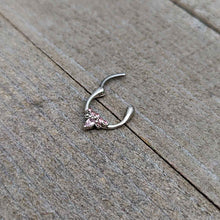 Load image into Gallery viewer, 16G 5/16 Pink Gem Bee Glamour Cartilage Clicker