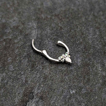 Load image into Gallery viewer, 16G 5/16 White Faux Opal Bee Glamour Cartilage Clicker