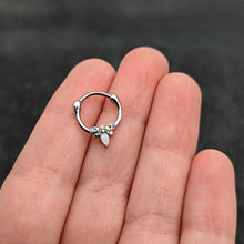 Load image into Gallery viewer, 16G 5/16 White Faux Opal Bee Glamour Cartilage Clicker