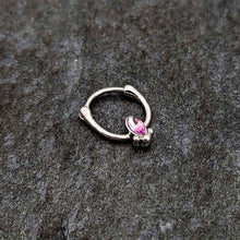 Load image into Gallery viewer, 16G 5/16 Pink Gem Deco Oval Cartilage Clicker