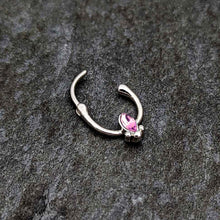 Load image into Gallery viewer, 16G 5/16 Pink Gem Deco Oval Cartilage Clicker