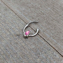 Load image into Gallery viewer, 16G 5/16 Pink Gem Deco Oval Cartilage Clicker