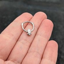 Load image into Gallery viewer, 16G 5/16 White Faux Opal Deco Oval Cartilage Clicker