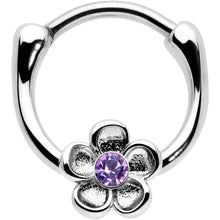 Load image into Gallery viewer, 16G 5/16 Purple Gem Sweetheart Flower Cartilage Clicker