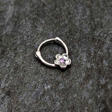 Load image into Gallery viewer, 16G 5/16 Purple Gem Sweetheart Flower Cartilage Clicker