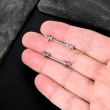 Load image into Gallery viewer, 14G 5/8 Pink Gem Simple Styled Dragonfly Barbell Nipple Ring Set
