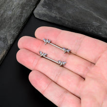 Load image into Gallery viewer, 14G 5/8 Purple Gem Simple Styled Dragonfly Barbell Nipple Ring Set