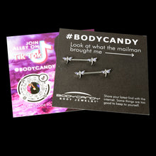 Load image into Gallery viewer, 14G 5/8 Purple Gem Simple Styled Dragonfly Barbell Nipple Ring Set