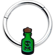 Load image into Gallery viewer, 16G 3/8 Poison Green Bottle Glow in the Dark Hinged Segment Ring