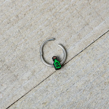 Load image into Gallery viewer, 16G 3/8 Poison Green Bottle Glow in the Dark Hinged Segment Ring