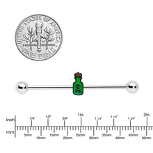 Load image into Gallery viewer, 14G Poison Green Bottle Glow in the Dark Industrial Barbell 38mm