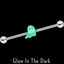 Load image into Gallery viewer, 14G Halloween White Ghost Glow in the Dark Industrial Barbell 38mm