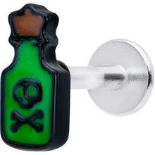 Load image into Gallery viewer, 16G 5/16 Poison Green Bottle Glow in the Dark Labret Monroe Tragus