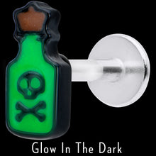 Load image into Gallery viewer, 16G 5/16 Poison Green Bottle Glow in the Dark Labret Monroe Tragus
