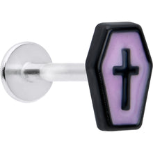 Load image into Gallery viewer, 16G 5/16 Creepy Coffin Lt Purple Glow in Dark Labret Monroe Tragus