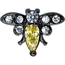 Load image into Gallery viewer, Clear Yellow Gem Black Butterfly Barbell Tongue Ring