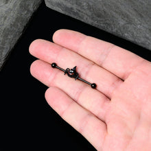 Load image into Gallery viewer, 14G Black Halloween Smiling Witch Spider Industrial Barbell 38mm