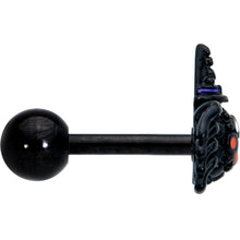 Load image into Gallery viewer, 16G 1/4 Black Halloween Witchy Smiling Spider Cartilage Earring