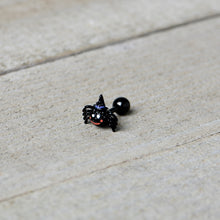 Load image into Gallery viewer, 16G 1/4 Black Halloween Witchy Smiling Spider Cartilage Earring