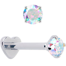 Load image into Gallery viewer, 16G 5/16 Aurora CZ Gem ASTM F-136 Implant Grade Titanium Heart End Labret Tragus