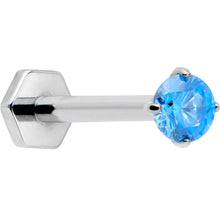 Load image into Gallery viewer, 16G 5/16 Blue CZ Gem ASTM F-136 Implant Grade Titanium Hex End Labret Tragus