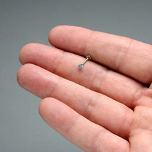 Load image into Gallery viewer, 16G 5/16 Blue CZ Gem ASTM F-136 Implant Grade Titanium Hex End Labret Tragus