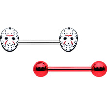 Load image into Gallery viewer, Officially Licensed Halloween Jason Mask Friday the 13th Nipple Ring Set