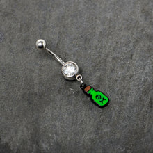 Load image into Gallery viewer, Clear Gem Green Poison Bottle Glow in the Dark Dangle Belly Ring