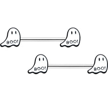 Load image into Gallery viewer, 14G 9/16 Halloween Ghost Glow in the Dark Barbell Nipple Ring Set