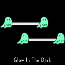 Load image into Gallery viewer, 14G 9/16 Halloween Ghost Glow in the Dark Barbell Nipple Ring Set