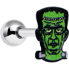 Load image into Gallery viewer, 16G 1/4 Frankenstein Head Green Glow in the Dark Cartilage Earring