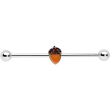 Load image into Gallery viewer, 14G Autumn Acorn Brown Orange Industrial Barbell 38mm