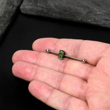 Load image into Gallery viewer, 14G Frankenstein Head Green Glow in Dark Industrial Barbell 38mm