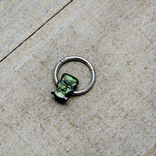 Load image into Gallery viewer, 16G 3/8 Frankenstein Head Green Glow in Dark Hinged Segment Ring