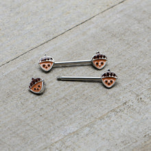 Load image into Gallery viewer, 14G 9/16 Autumn Acorn Face Brown Fall Barbell Nipple Ring Set