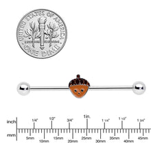 Load image into Gallery viewer, 14G Autumn Acorn Face Brown Fall Industrial Barbell 38mm