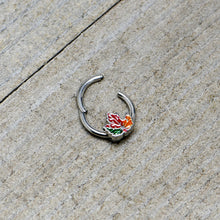 Load image into Gallery viewer, 16G 5/16 Tricolor Red Autumn Maple Leaf Hinged Segment Ring