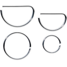 Load image into Gallery viewer, 20G 12 Pack ASTM F-136 Implant Grade Titanium Nose Hoop D Shaped Septum Ring and Cartilage Ear Hoop Earring Set