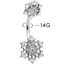 Load image into Gallery viewer, Clear Gem Filigree Winter Snowflakes Double Mount Belly Ring