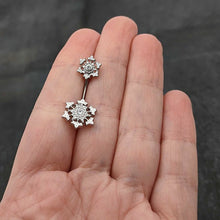 Load image into Gallery viewer, Clear Gem Filigree Winter Snowflakes Double Mount Belly Ring