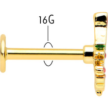 Load image into Gallery viewer, 16G 5/16 Red Gem Gold Tone Deco Holiday Tree Labret Monroe Tragus