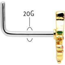 Load image into Gallery viewer, 20G 7mm Red Gem Deco Holiday Tree Golden L Shape Nose Ring