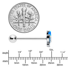 Load image into Gallery viewer, Blue Synthetic Opal Style Flower Barbell Tongue Ring