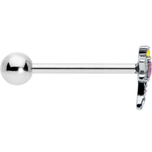 Load image into Gallery viewer, Purple Yellow Clear Gem Dragonfly Barbell Tongue Ring